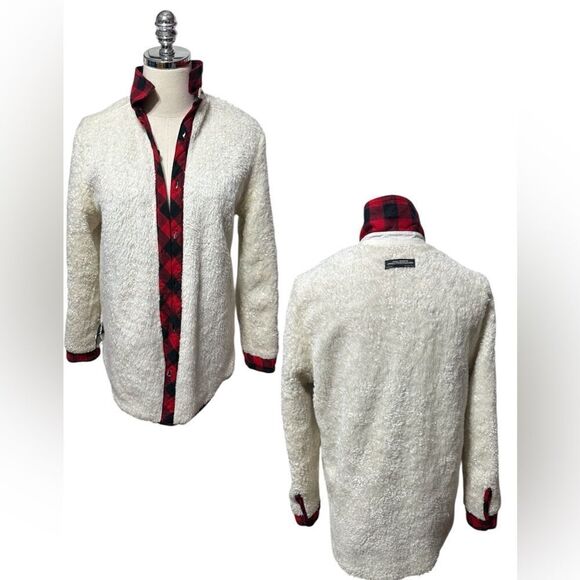 ZARA Women Fleece Lined Flannel Buffalo Red Plaid Jacket Shirt Coat Size XS - Picture 8 of 12